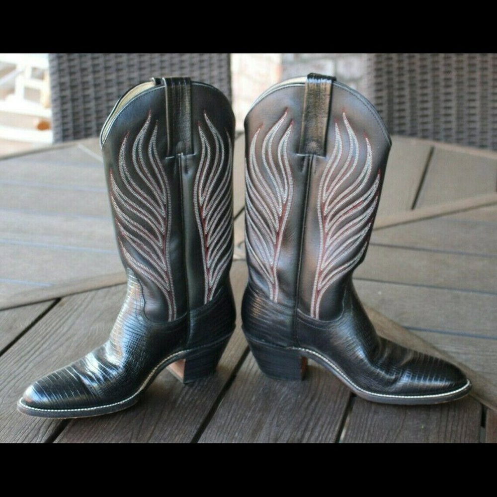 Frye 8AA Black Tall Leather Western Cowgirl Boots